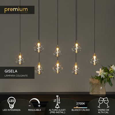 Lucide GISELA - Lámpara colgante - LED Regul. - 8x3,9W 2700K - Transparente | Premium
